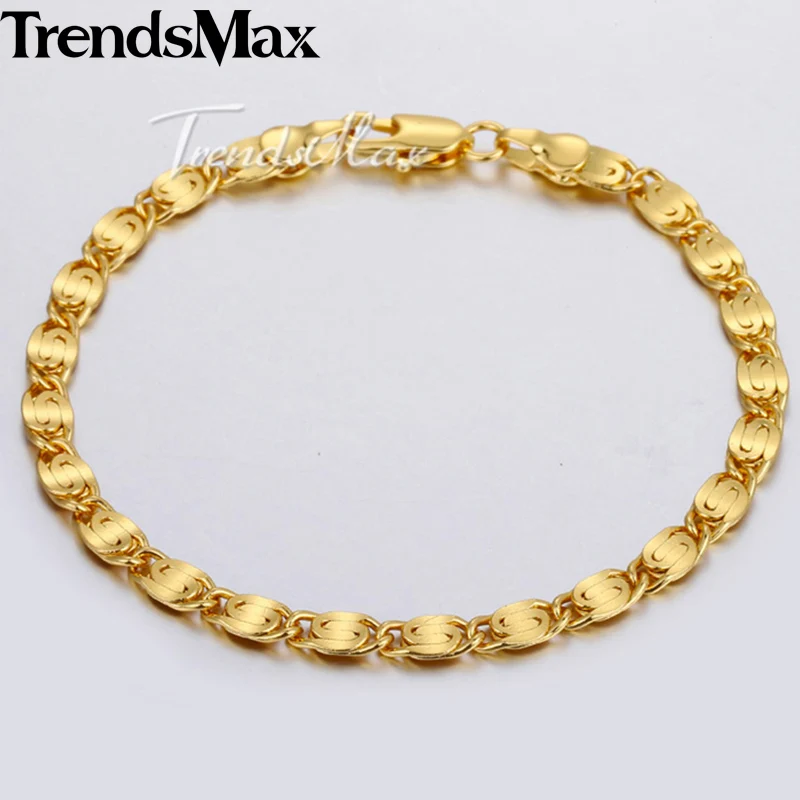 

Women's Men's Bracelet Gold Snail Link Chain Bracelet For Woman Male Jewelry 2018 Fashion Gift Dropshipping Wholesale 4mm KGB370