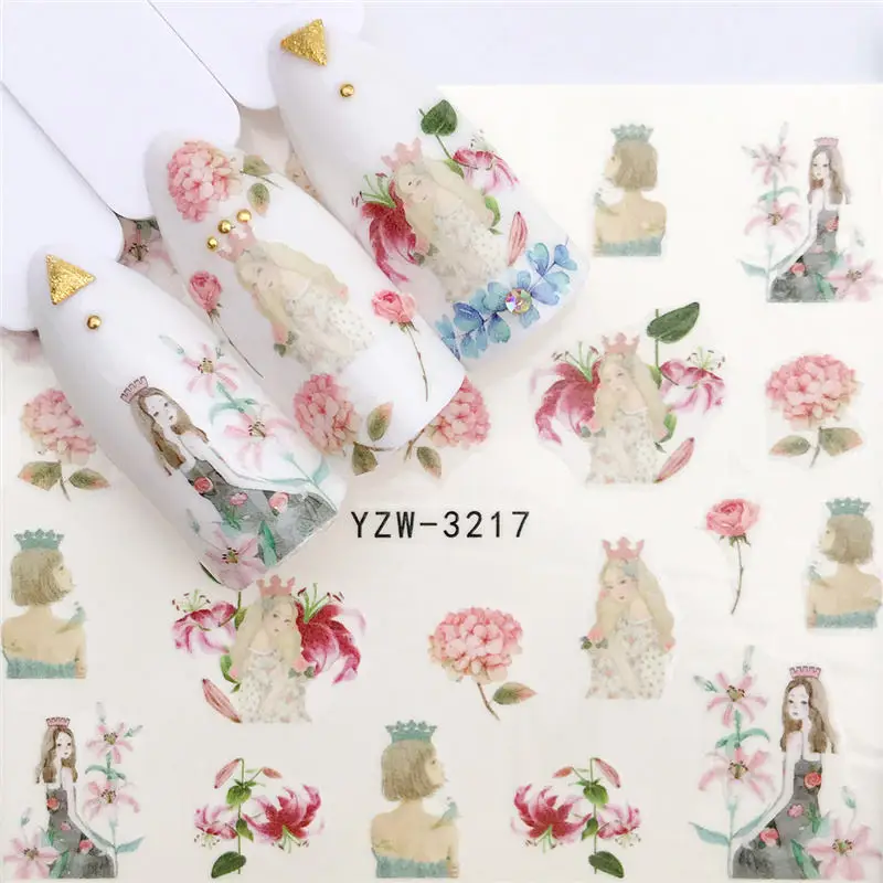 YZW-3217 YWK 1 шт. цветок/Животные Дизайн переводные наклейки для ногтей наклейки DIY модные обертывания Советы маникюрные инструменты - Цвет: YZW-3217