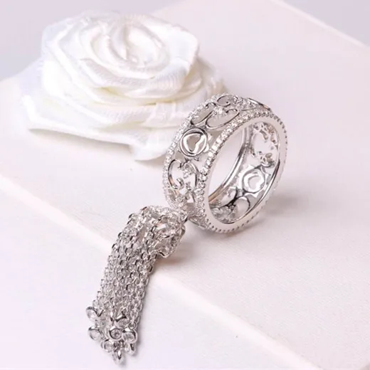 Goede Designer Fashion 925 Sterling Zilveren Sieraden 3A Zirconia Party Kwastje Ring