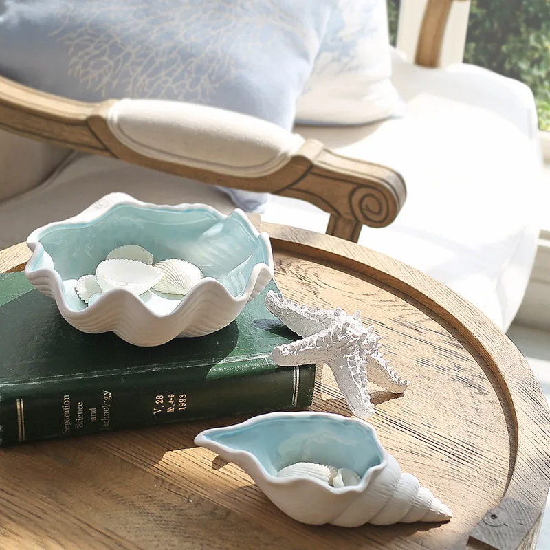 

Creative Mediterranean Style Decorative Shells Living Room Tabletop Home Marine Ornament Small Jewelry Tray Decoration Craft