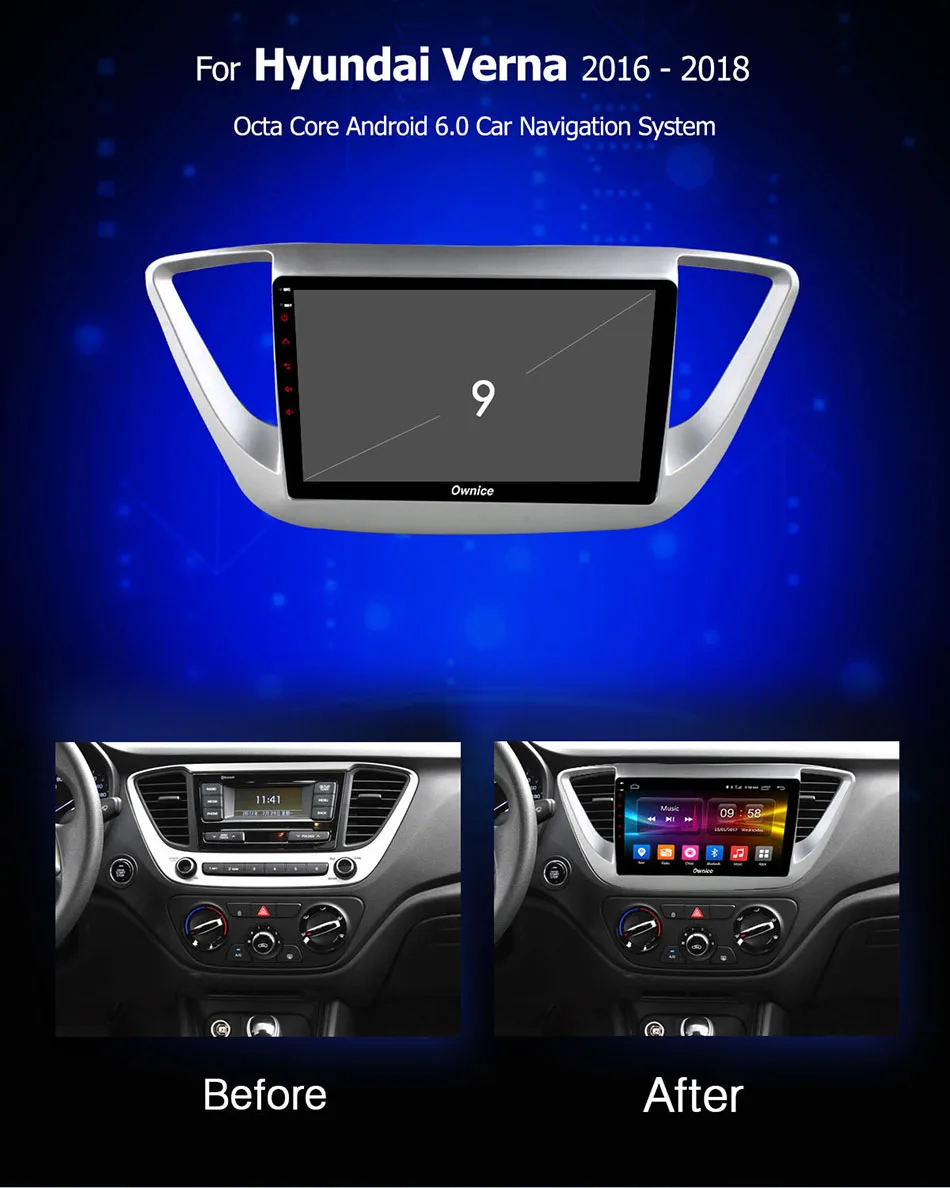 Ownice C500 + G10 Android 8 1 2.5D автомобильный DVD gps плеер для hyundai Verna 2016 ПК автомобиля