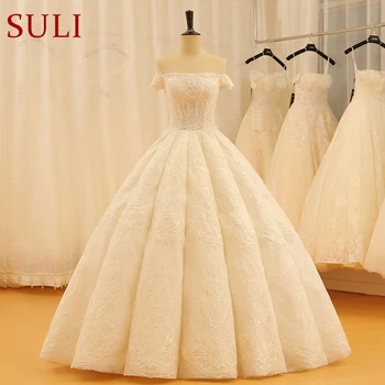 SL-335 Abiti da sposa bohémien personalizzati Abiti da ballo Abiti da sposa Abito da sposa Boho musulmano di lusso con perline 2018 con maniche