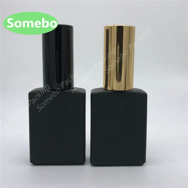 

10PCS/LOT 30ML Matt Black Crystal Glass Perfume bottle 1 OZ Black Square Cologne Bottle with Sprayer