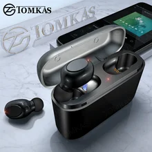 TOMKAS TWS, настоящие беспроводные наушники 5D, стерео Bluetooth наушники, мини TWS наушники, водонепроницаемые, свободные руки, с внешним аккумулятором 2200 мАч