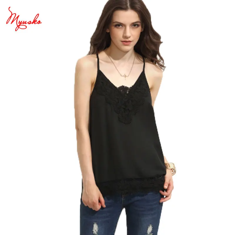 MYUSKO Back Lacing Split Low Collar Backless Deep V Neck Sexy Black Casual Gray Top Women White Camis Loose Slim Tank Tops | Женская