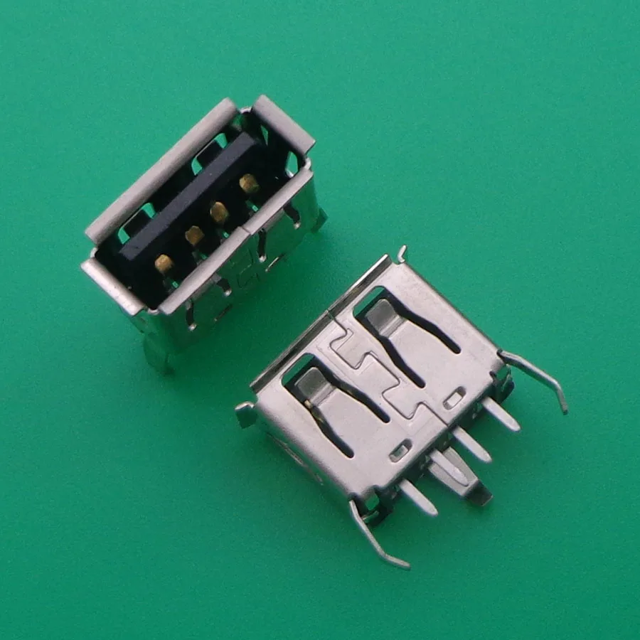 Плоский (180 градусов) гнездовой USB разъем PCB типа A 50 шт. 3 ножки + 4