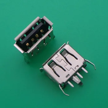 

50PCS A Type Flat Angle (180 Degree) Female USB PCB Connector Socket, USB Jack Plug 3 legs+4 pin