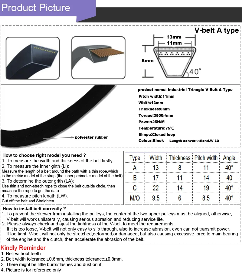 V belt pic A type