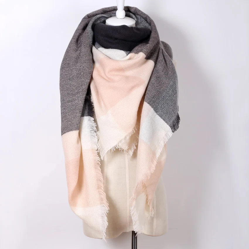 Цвет плед Шарфы для женщин зимние модные женские негабаритных кашемировые шали завернутый в теплой Одеяла квадратный шарф для женщин - Цвет: Square color10