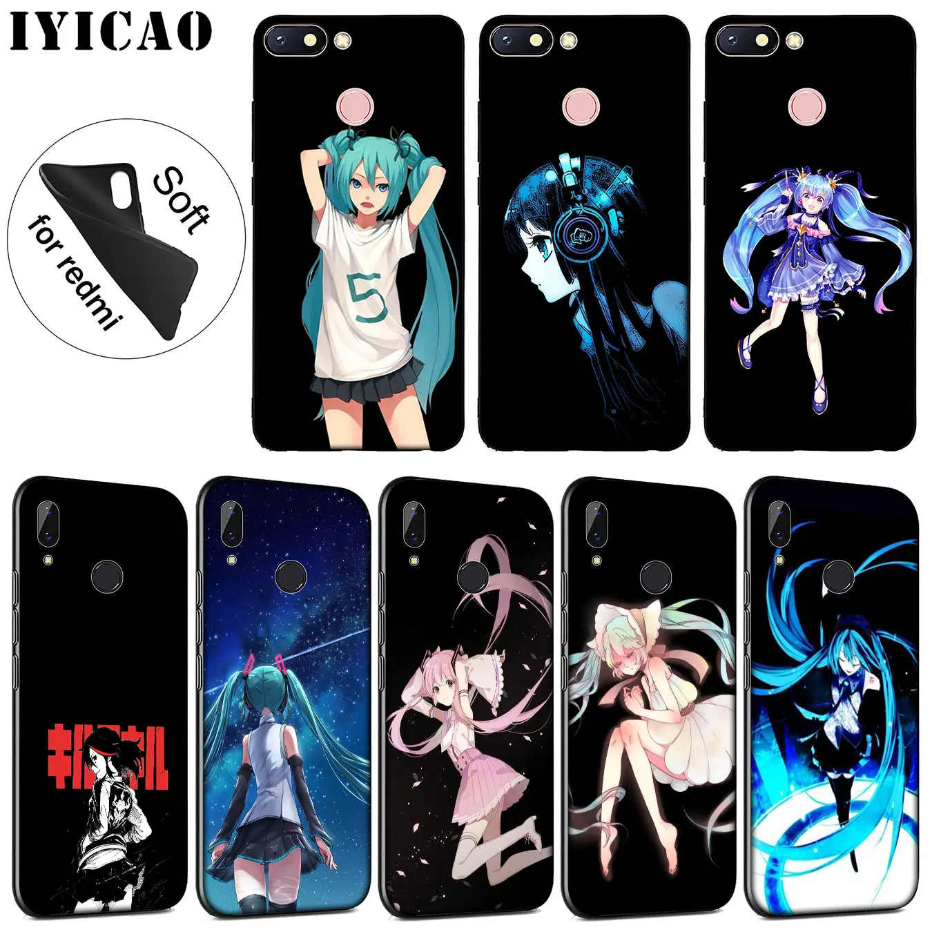 IYICAO аниме девушка Hatsune Miku Мягкий силиконовый чехол для телефона Xiaomi Redmi K30 K20 8A 7A 6A 5A