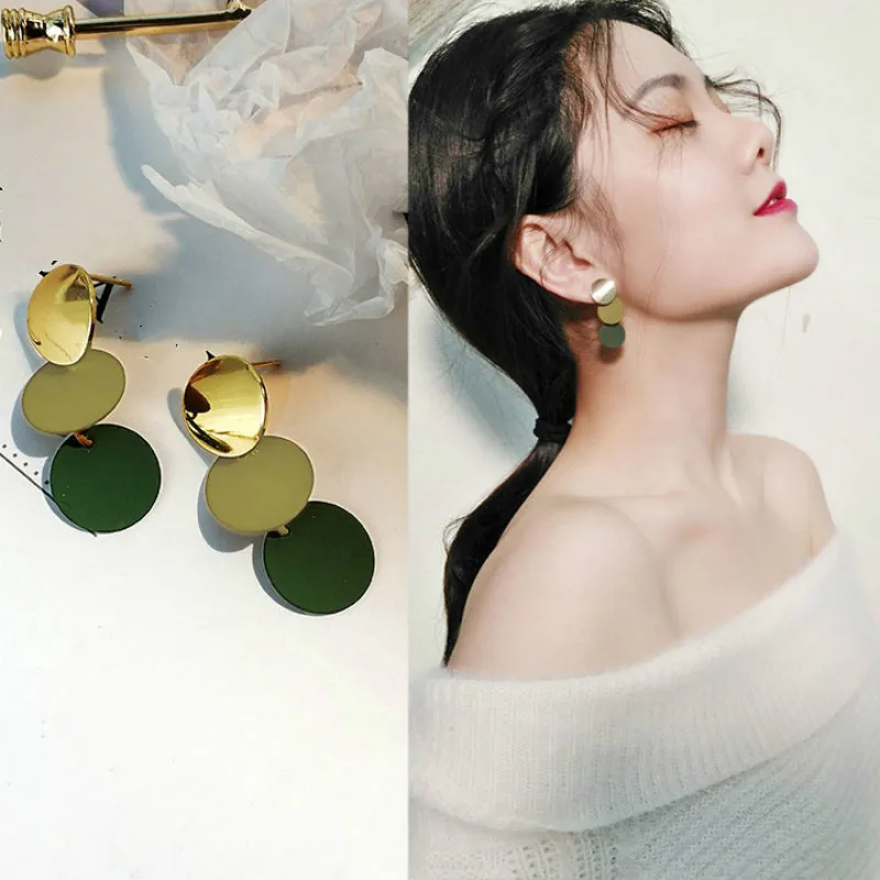 

New Bohemian Disc Temperament Personality Wild One Two Women's earrings Jewelry Earings Fashion Jewelry 2018