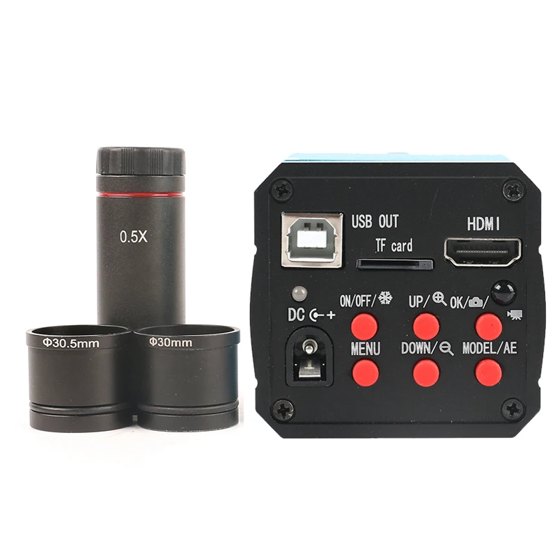 

21MP 1080P 60FPS HDMI USB Electronic Industrial Microscope Camera 0.5X Eyepiece Adapter 30mm/30.5m Ring for Phone PCB Repair