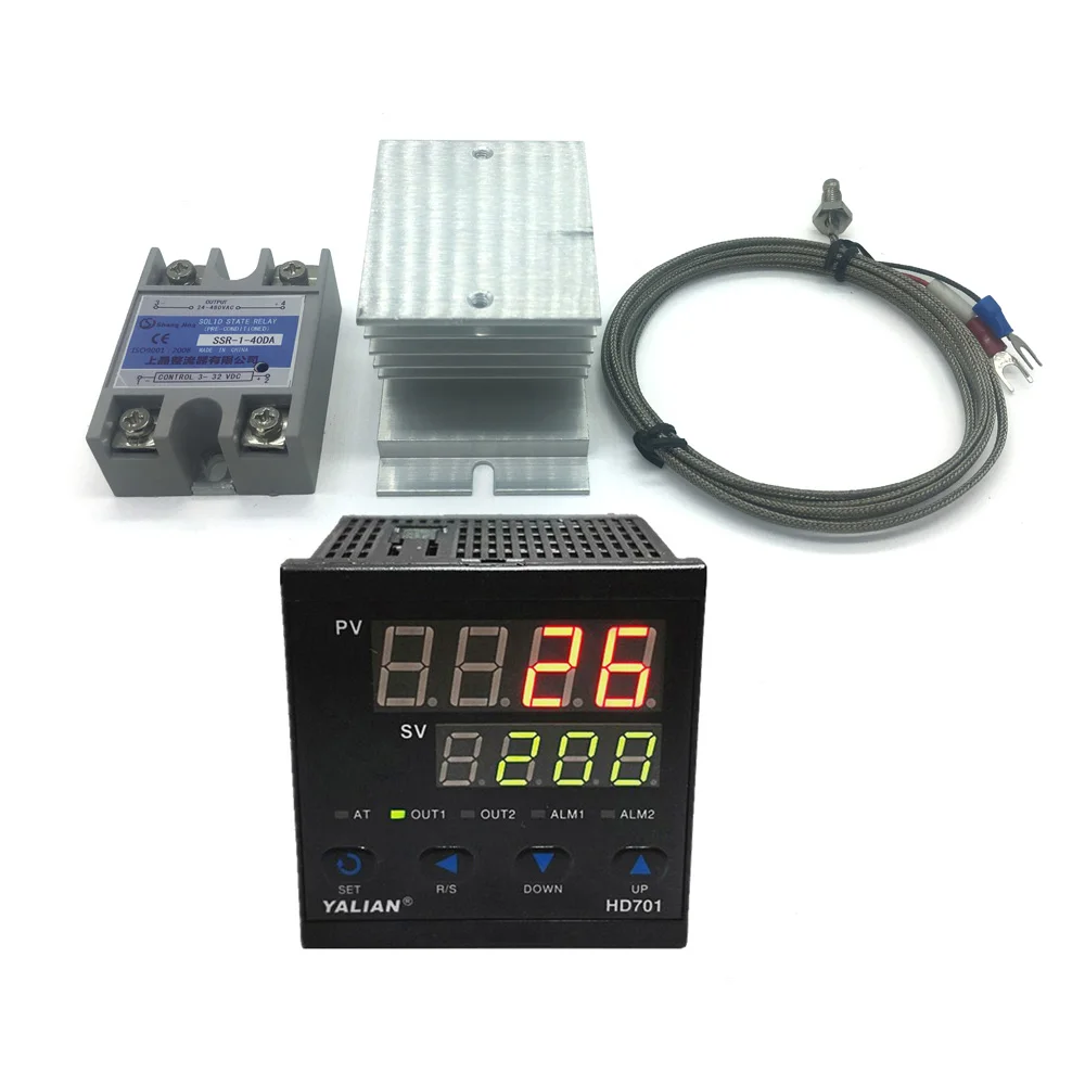 40A SSR K Thermocouple Sensor Digital PID Temperature Controller 100-240VAC