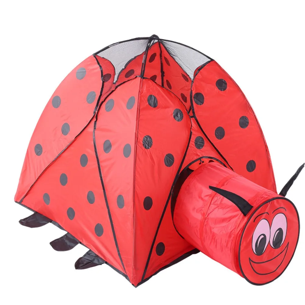 New Folding Child Easy to Carry Car Tent Bird Tent Children's Cartoon Red Dot Beetle Tunnel Tent Z117