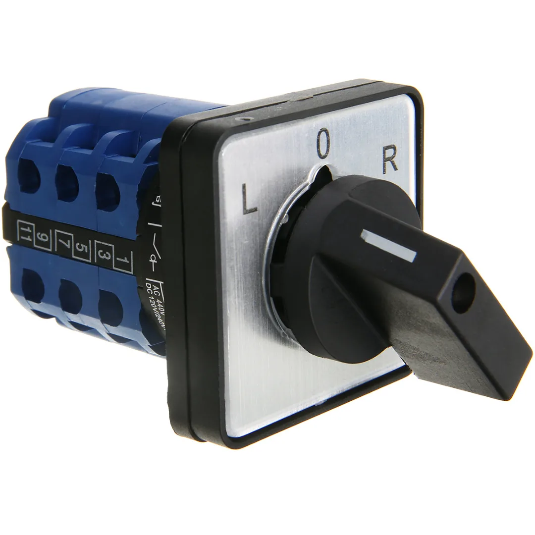 1pc Rotary Cam Changeover Switch L-0-R 20A/32A Electric 3 Position Cam Switch Control Panel Mounting