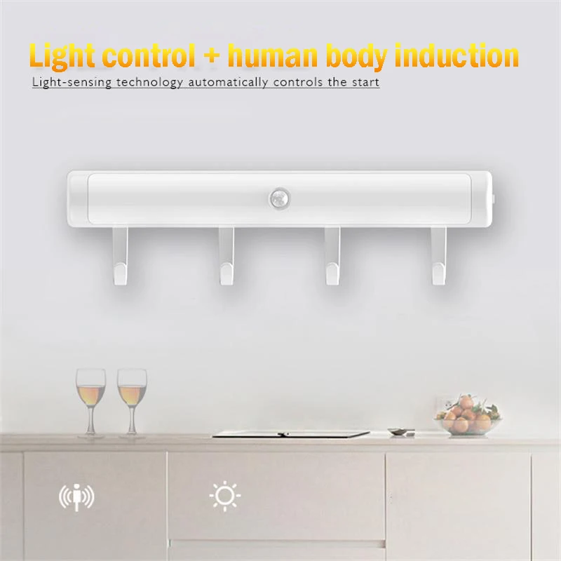 

LED Light Human Body Sensor Induction Hook Closet Cabinet Corridor Home Bedroom HVR88