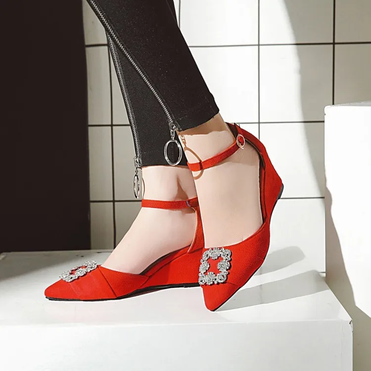 

Big Size 11 12 wedges shoes for women sandals women shoes woman ladies summer Water drill Suede Sandals with sloping heels