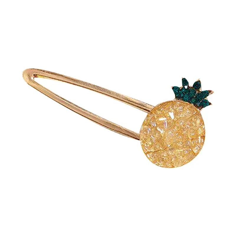 Women Girls Cute Strawberry Pineapple Fruit Hair Clips Imitation Crystal Glitter Rhinestone Luxury Hairpin Metal Alloy Barrette - Цвет: 3