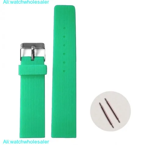 22mm Light Blue Zircon Color Silicone Rubber Girls Watch Band Straps WB1071W22JB