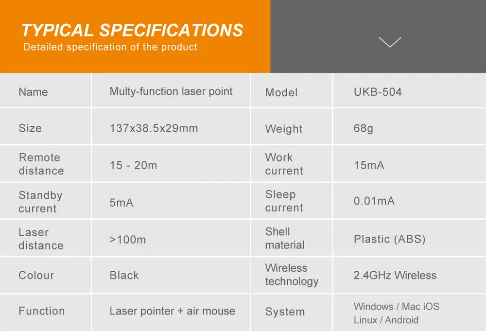 Wechip 504t 2,4G беспроводной Презентер указка air mouse RF пульт дистанционного управления Laserfor Многофункциональный PowerPoint с сенсорной панелью