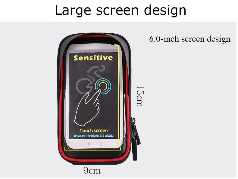Водонепроницаемая велосипедная седельная сумка на колесиках с передним касанием для езды на велосипеде с верхней трубкой, сумка на руль для 6,0 дюймов, Аксессуары для мобильных телефонов