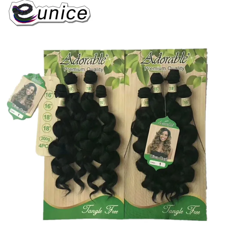 

Eunice 16 18"Loose Deep Wave Bundles Synthetic Hair Weave Pre-Colored T27/30 4PCS/Package Ombre 4Color Available 200G For Women