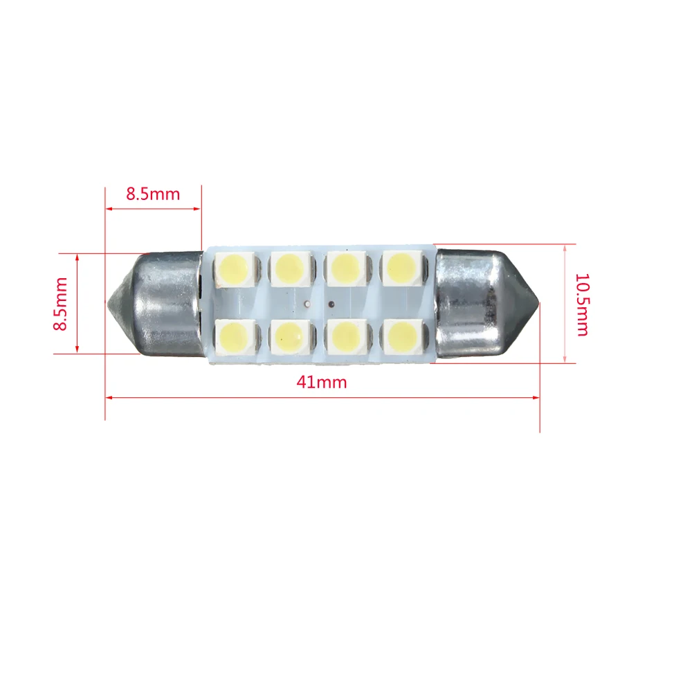 100 шт. 39 мм C5W 8 светодиодов 3528 1210 SMD DC12V Автомобильный интерьер купольный фестон для