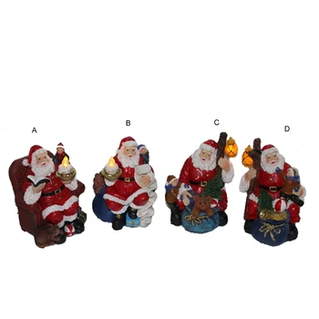 

Resin Santa claus Christmas decoration figurine with led lighted candle holiday Christmas home decor