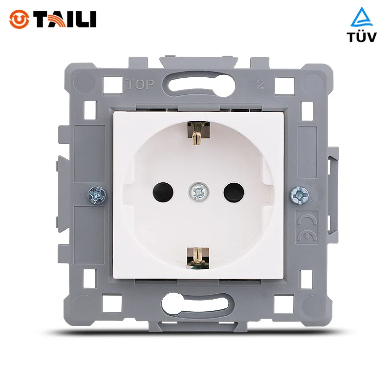 

German Wall Socket EU Standard DIY Parts Module Wall outlet Plug with earth contact AC 110~250V 16A Power Socket TAILI