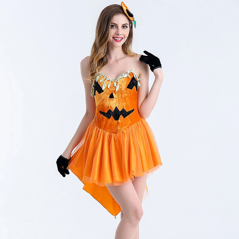 Buy Women Orange Pumpkin Halloween Costume Fancy Dress