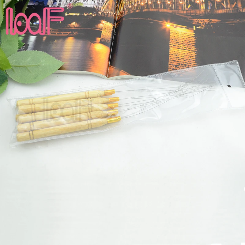 LOOF 1 шт. бамбуковая ручка железный провод петля вытяжной парик плетеная нить игла