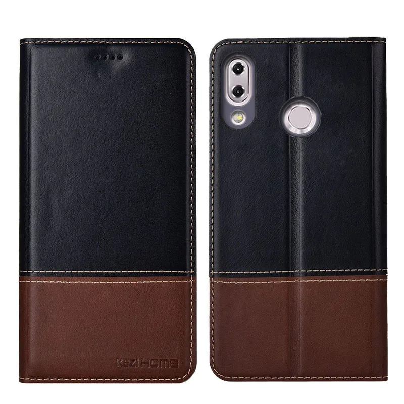 

for Asus ZenFone 5Z ZS620KL Case Two-tone Flip Genuine Leather Soft Silicon Back Cover for ASUS Zenfone 5 ZE620KL Cases