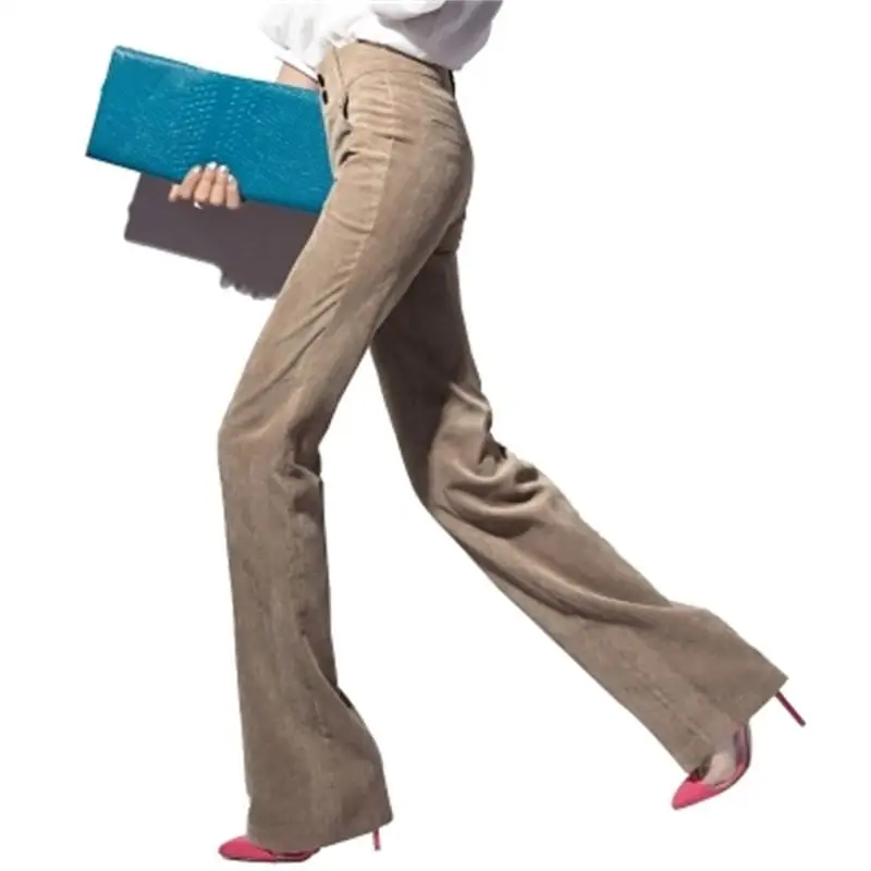 

Spring & autumn New Fashion Stretch Wide Leg Pants Women Elastic Button Long Casual Pants Female Bottom High Waist Trousers