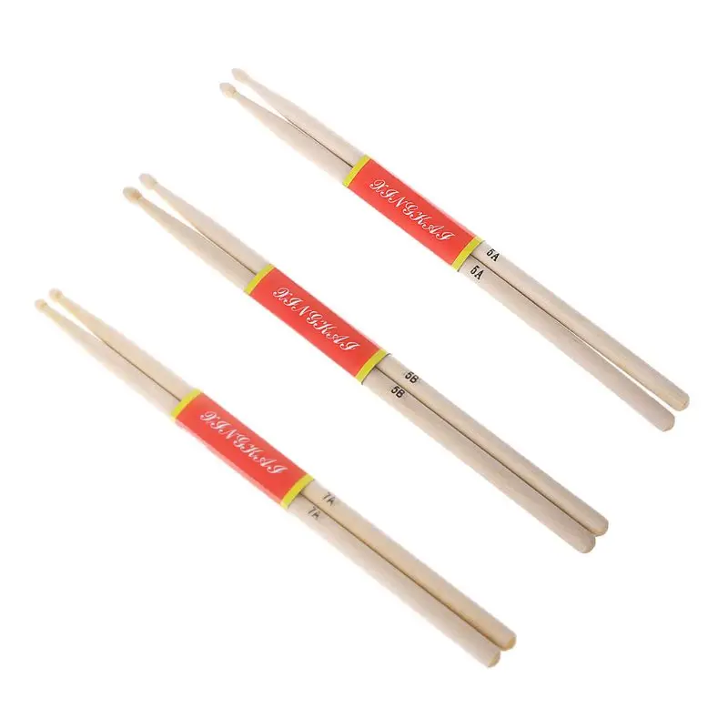 

1 Pair Maple Wood Tip Drum Stick 5A 5B 7A Drumstick Percussion Instrument Supply