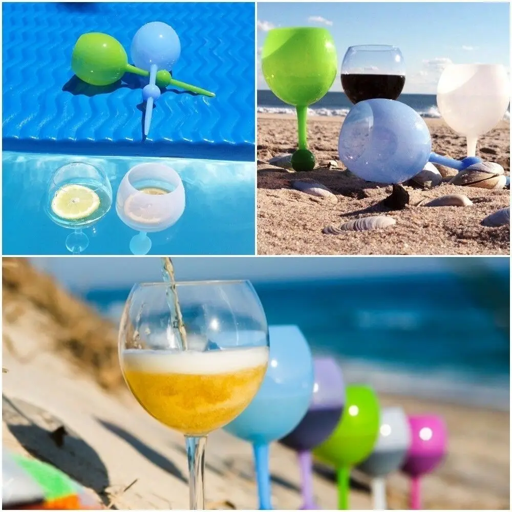 Плавучий пляжный бассейн бокал для вина пляжное стекло, которое плавает в воде и прилипает в песке отлично подходит для пикников, кемпинга, пляжа, снега