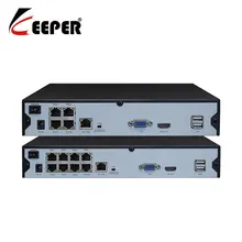 Keeper câmera de vigilância 4ch/8ch, nvr poe 1080p 2mp, cctv nvr 48v poe para h.264 ip p2p gravador de vídeo da rede onvif, 2mp