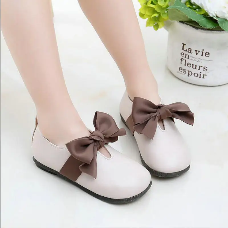 

2019 New Spring Autumn Children single shoes bow baby leather Kids shoes princess dance dress student casual shoes size 21-30