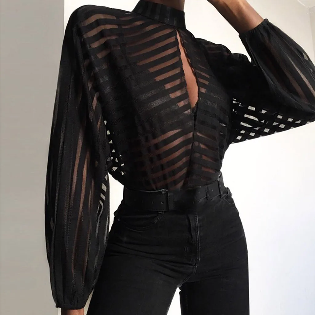 

2019 Summer Women Clothing Fashion Blouses Ladies Sexy Tops Casual Striped V-Neck Full Length Tops Shirt bluzki damskie