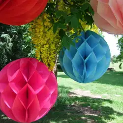 240 шт. 4 дюймов (10 см) цветной бумажный цветок Honeycomb Мячи для вечерние свадебные украшения дома подвесные бумажные фонари Бесплатная доставка