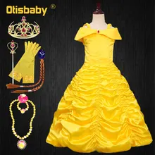 Год без рукавов платье принцессы «Белоснежка» праздничные наряды для девочек Красавица и Чудовище Хэллоуин нарядное платье-пачка мантия Enfant для девочек в стиле Рапунцель платье