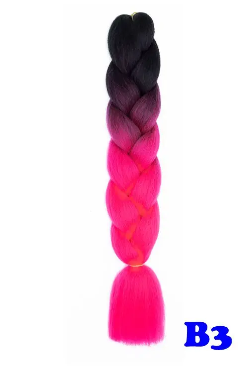 Luxury 24" 60cm Ombre Synthetic Crochet Hair Extensions Jumbo Braids Hairstyles Pink Red Blue Braiding Hair - Цвет: #10