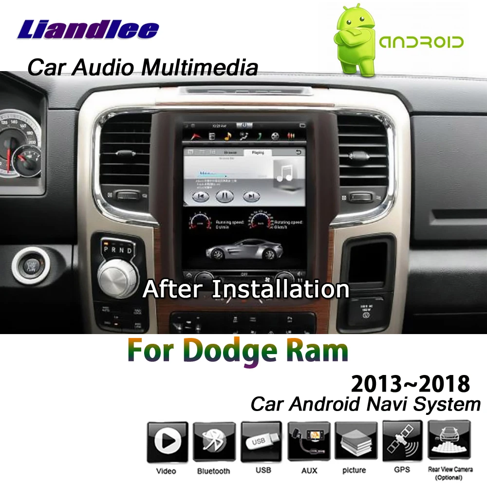 Clearance Liandlee Android For Dodge Ram 2013~2018 Stereo Tesla style Carplay Mirror link BT USB Wifi Map GPS Navi Navigation Multimedia 2