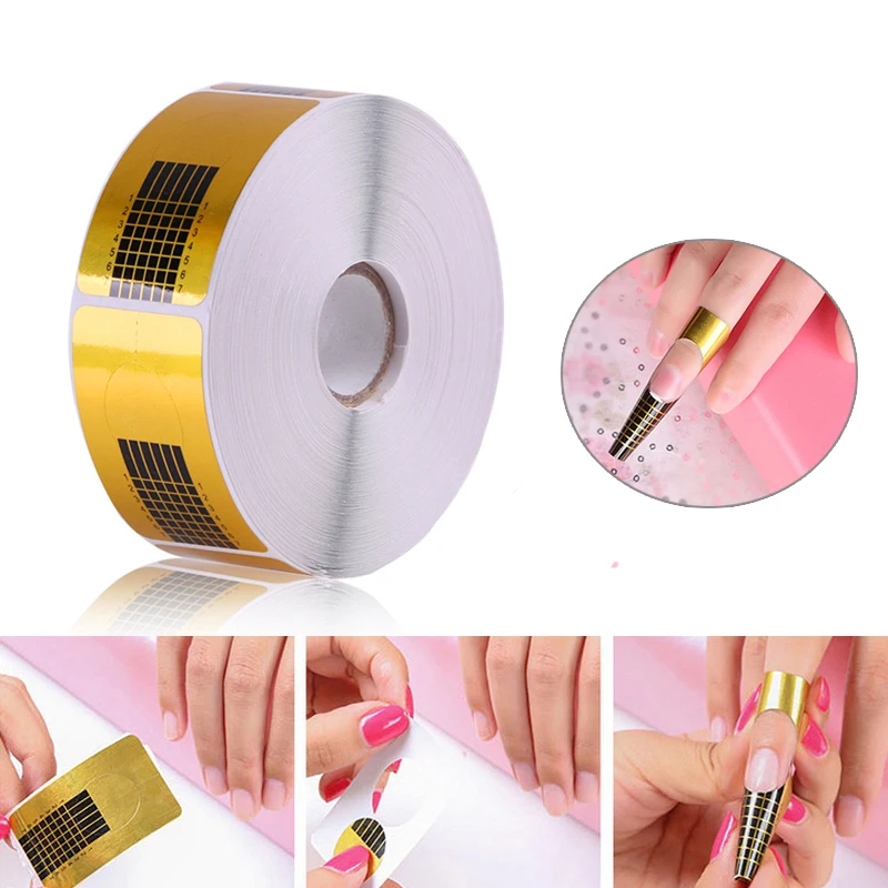 

500 Pcs Gold Nail Guide Sticker Tape Nail Art Sculpting Extension Nails Forms Guide Stickers Adhesive Acrylic UV Gel Tips