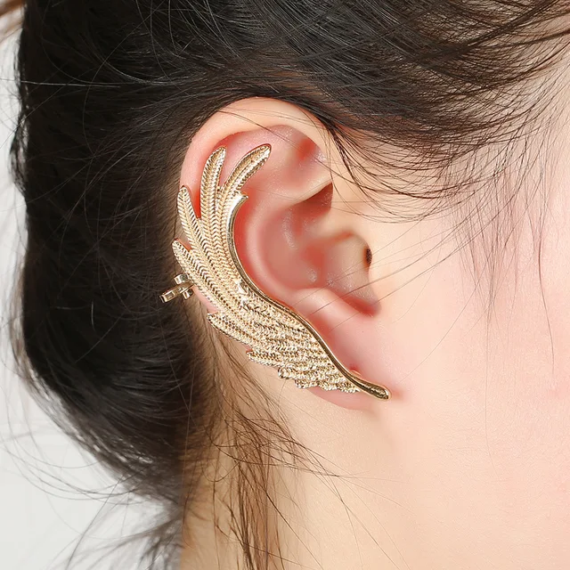 Hot Fashion Single Ear Cuff Earrings 1package Angel Wings Hot Fashion Single Ear Cuff Earrings 1package Angel Wings Feather Gold Clips For