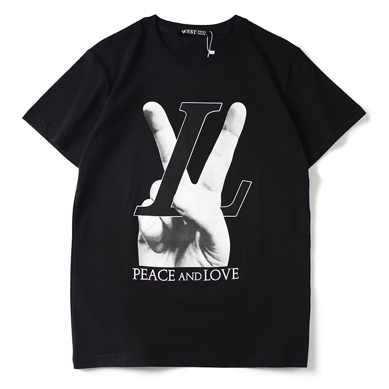 Новинка, мужские футболки Peace and Love V Finger, футболка в стиле хип-хоп, скейтборд, уличные хлопковые футболки, футболка Kenye#011 - Цвет: 1