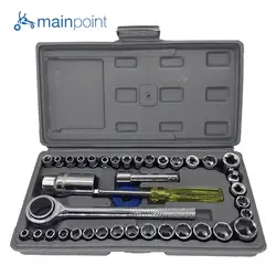 Mainpoint 40 шт. гаечный ключ Set Socket автомобиль мотоцикл Автосервис храповым механизмом набор Комбинации устанавливает бит ручной инструмент