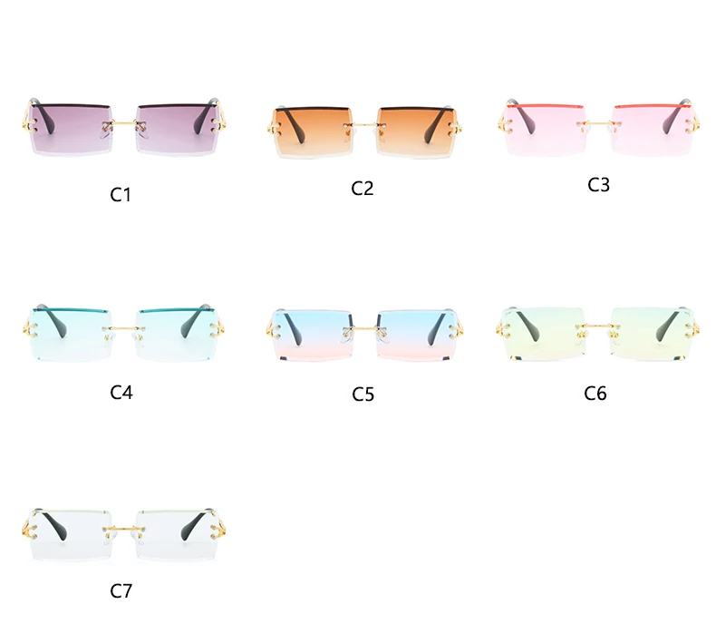 Шикарные прямоугольные без ободка Солнцезащитные очки женские мужские винтажные дизайнерские вдохновленные оттенки металлические градиентные солнцезащитные очки ретро заушники