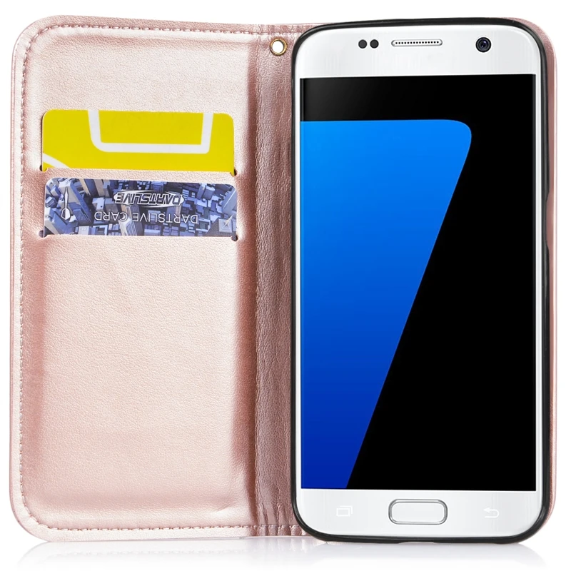 Роскошный флип-чехол для samsung Galaxy S7, S7 Edge, кожаный блестящий чехол из розового золота, чехол из искусственной кожи, силиконовый чехол на заднюю панель