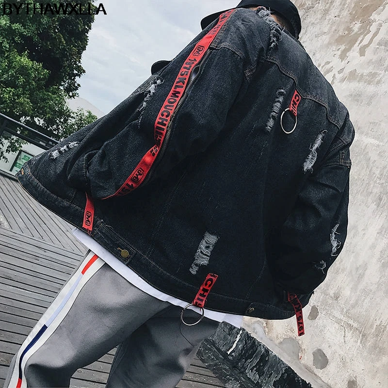 BYTHAWXLLA Hi Street мужские рваные джинсы куртки вымытые Лоскутные потертые джинсовые