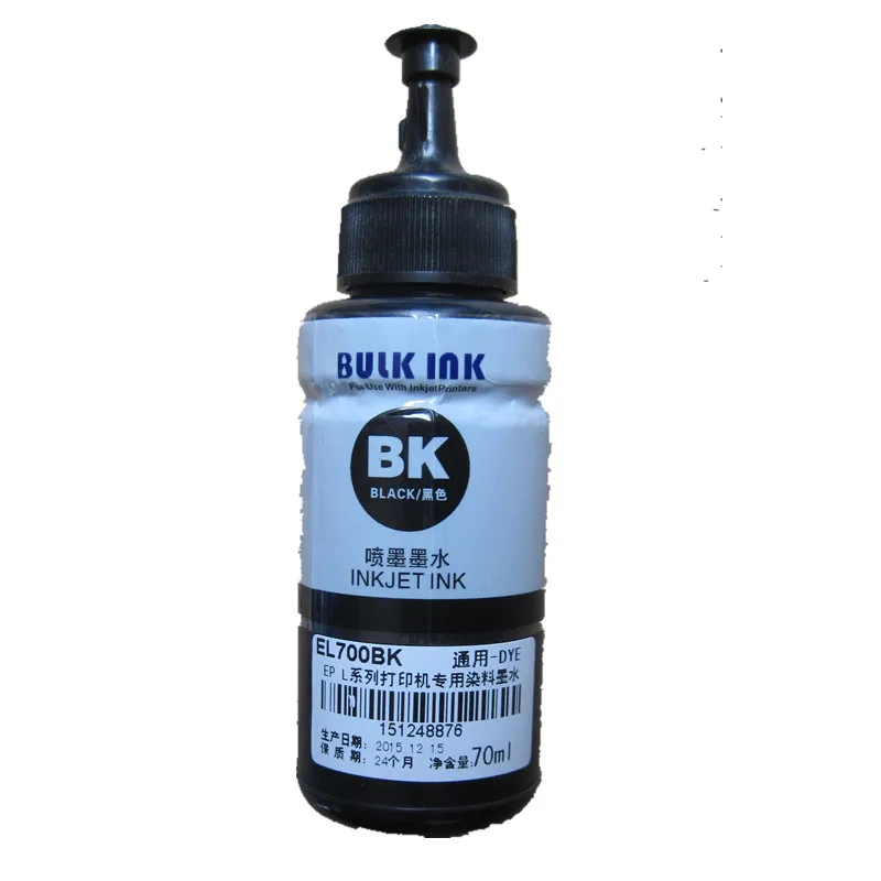 70 мл 2 BK краска для картриджа для Epson L100 L110 L120 L130 L132 L200 L210 L220 L222 L300 L310 L312 L350 L355 L360 принтер